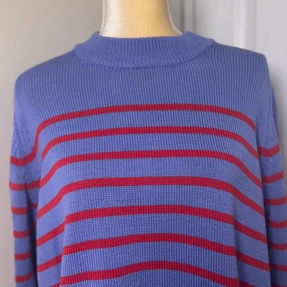 Tuckernuck Starboard Blue Bar Harbor Nautical Striped Long Sleeve Sweater XL - Picture 2 of 9